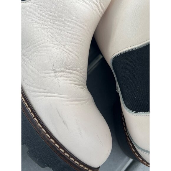 Anthropologie Dale Chelsea Women White Leather Platform Ankle Boots Size 40(9.5) - Picture 9 of 13